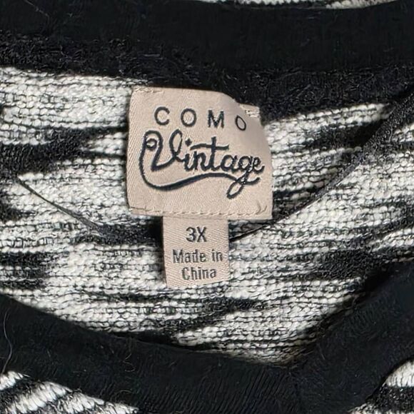 Como Vintage Black White Knit Pullover Sweater 3X - Picture 7 of 8